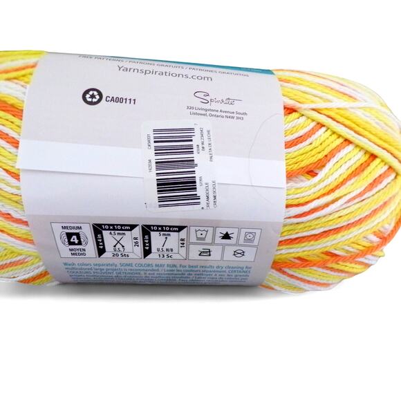 Bernat Handicrafter Yarn 100% Cotton 12 oz 573 Yards "Creamsicle" Orange Yellow - Picture 3 of 3